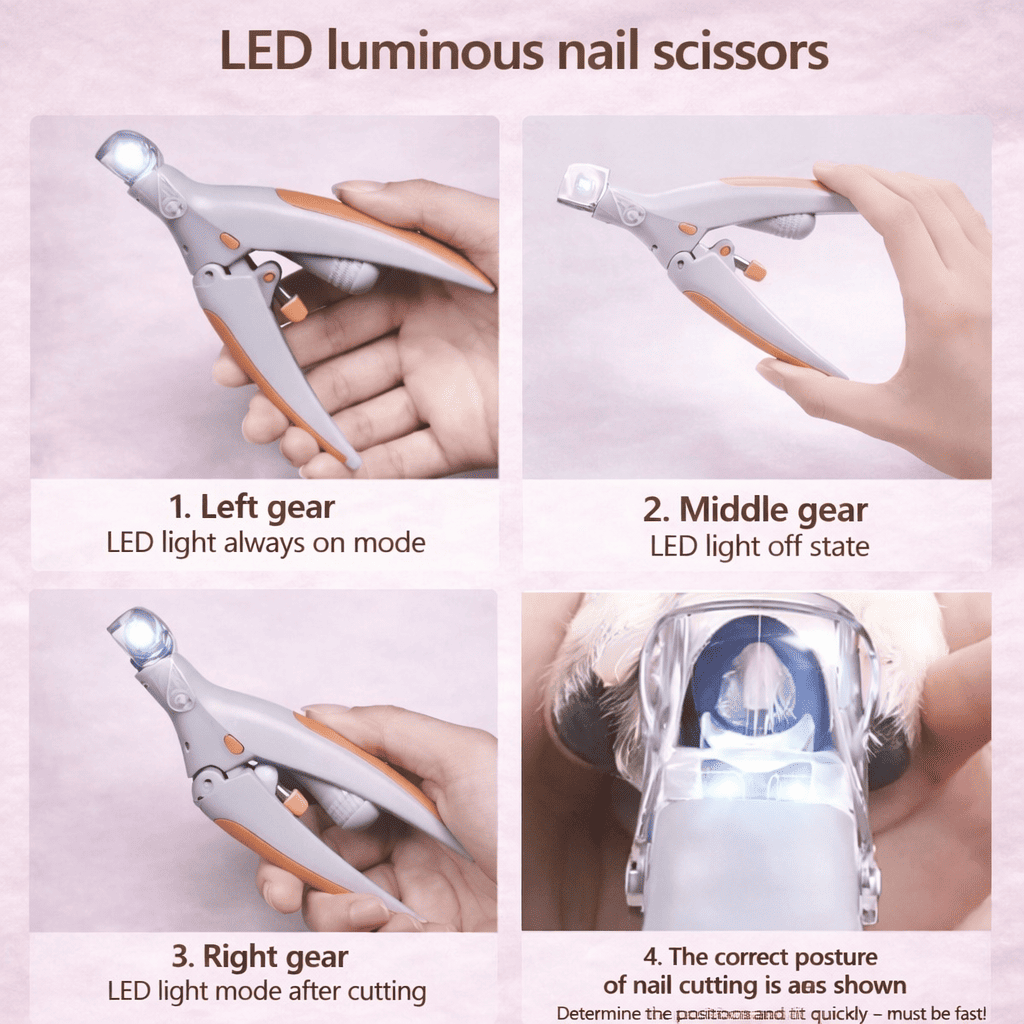 Pet nail clipper scissors with LED light